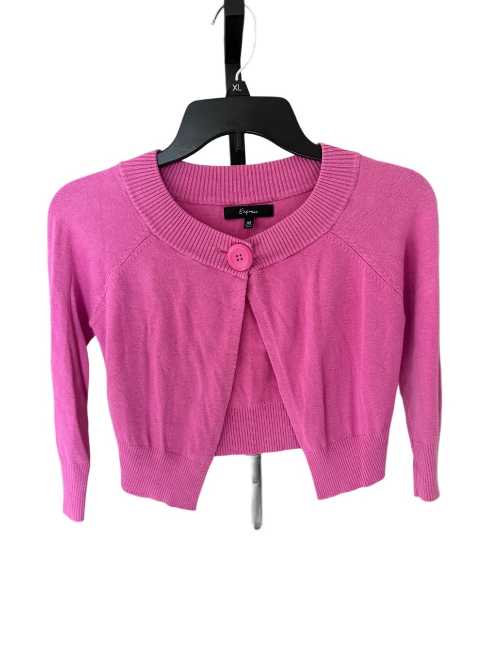 Y2K Express Women’s Cropped Pink Open Front Cardigan Size XS Balletcore Romantic